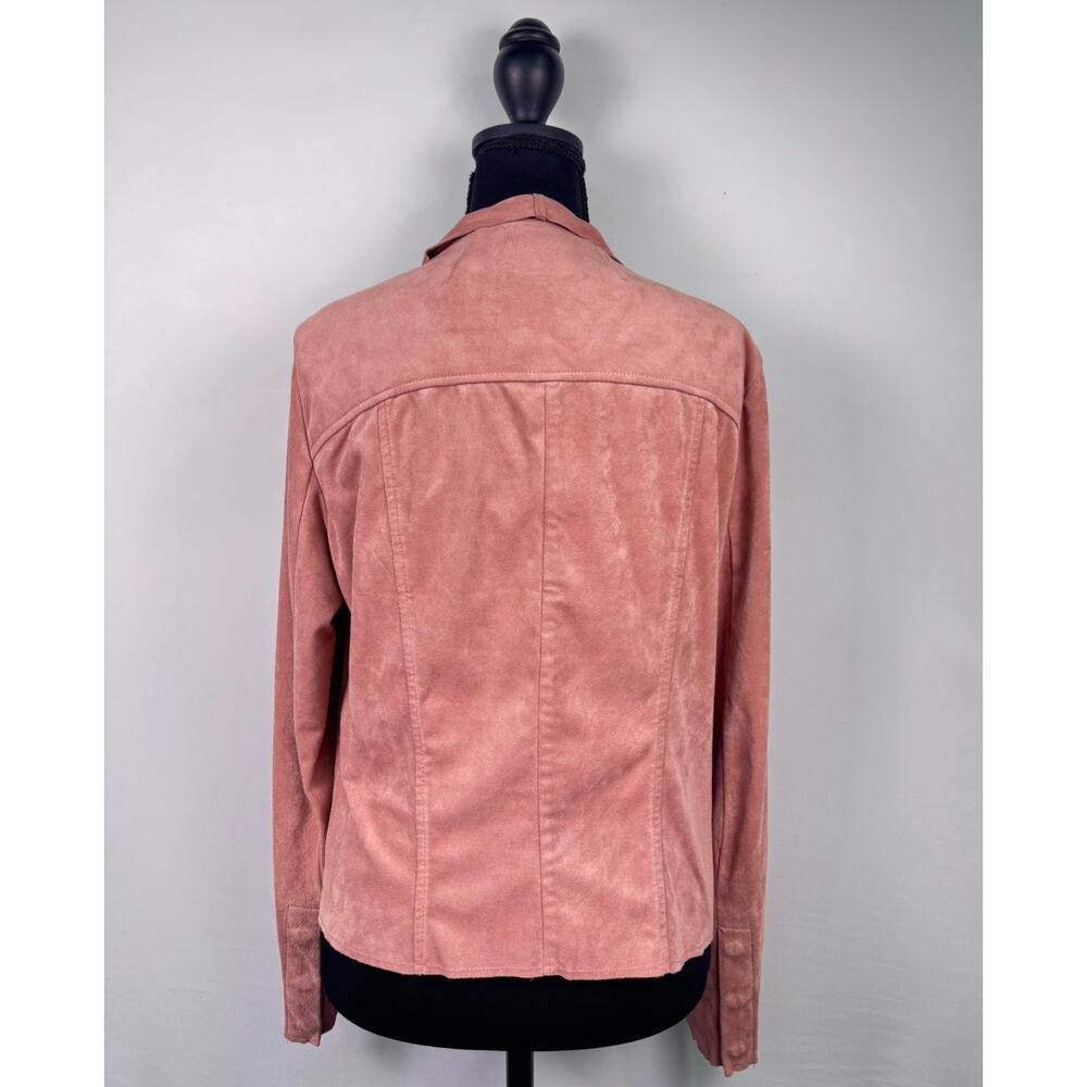Kut from the Kloth Pink Faux Suede Drape Front Waterfall Jacket Size Medium - Picture 4 of 10